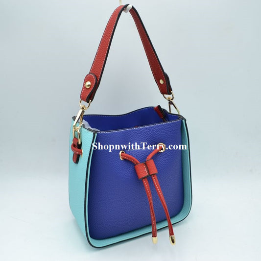 Two Tone Small Handbag Set - Navy  / Light Blue