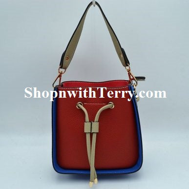 Two Tone Small Handbag Set - Red / Blue