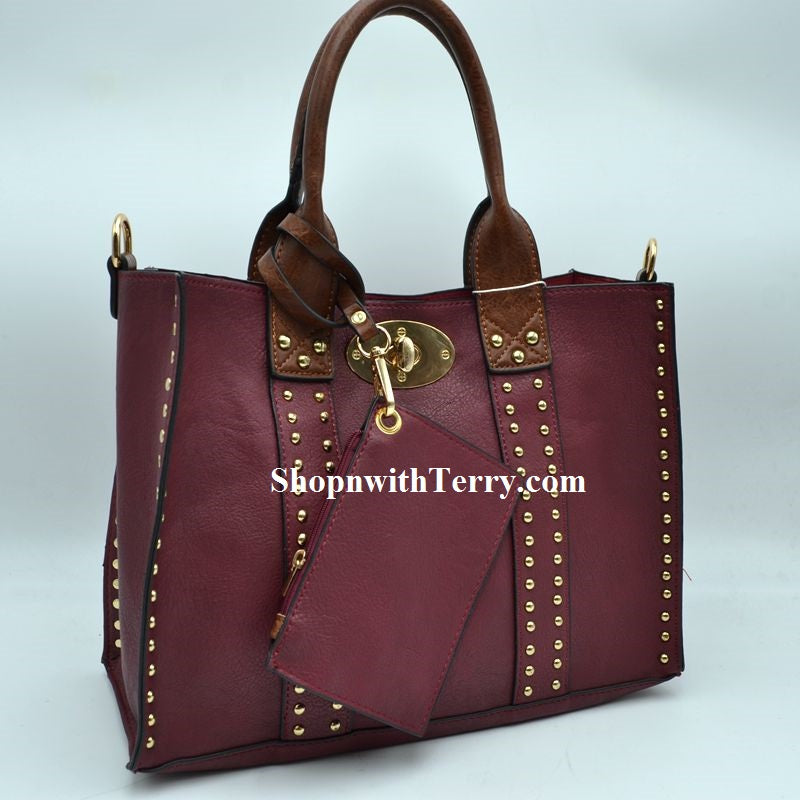 Handbag Bundle Set - Burgundy / Coffee Handle