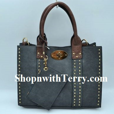 Handbag Bundle Set - Grey / Coffee Handle