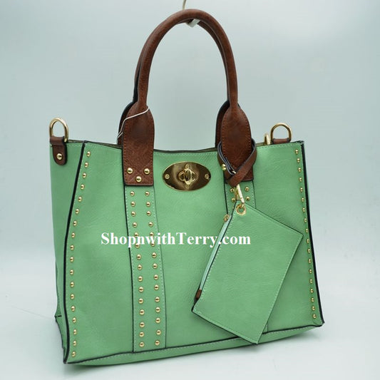 Handbag Bundle Set -Green / Coffee Handle