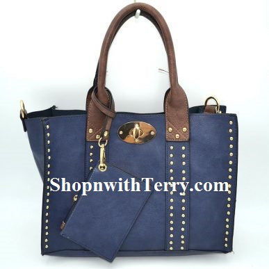 Handbag Bundle Set - Navy Blue / Coffee Handle