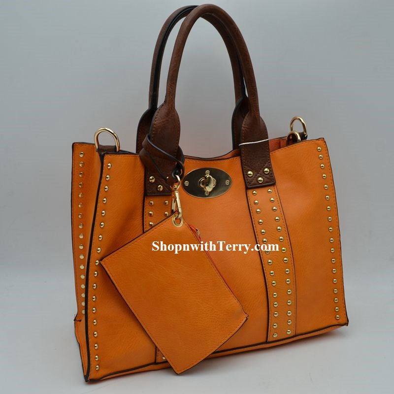 Handbag Bundle Set - Orange / Coffee Handle