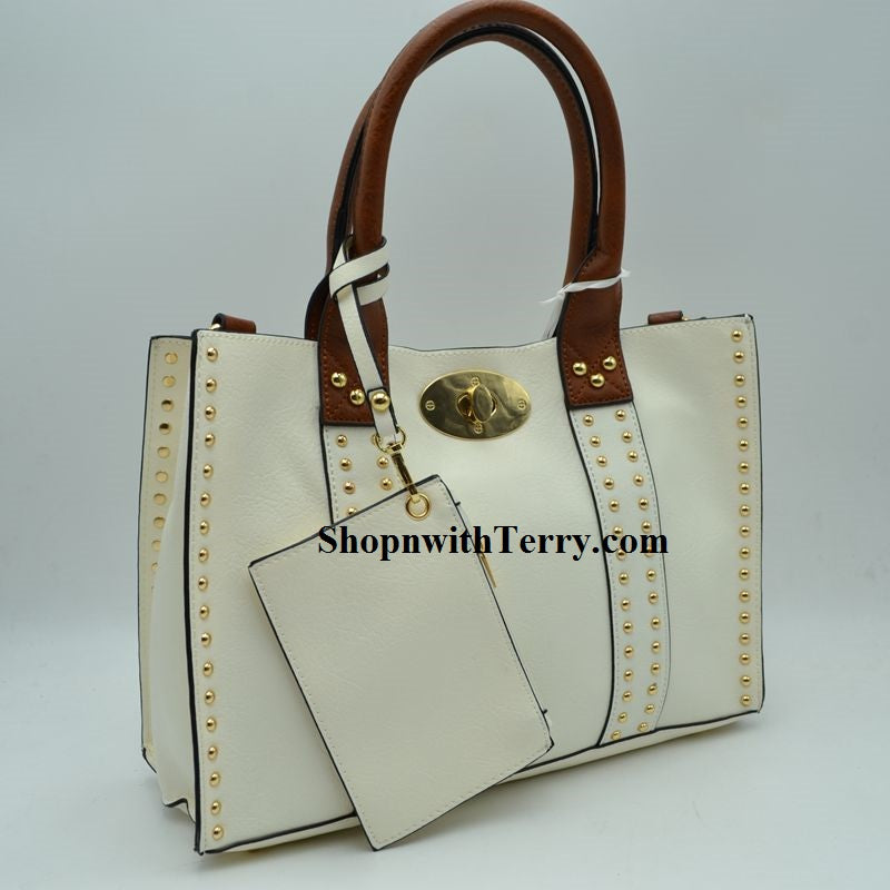 Handbag Bundle Set - White / Coffee Handle