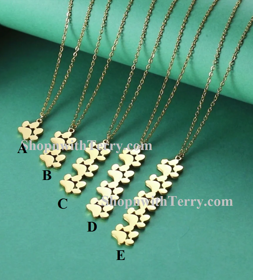 Vintage Cat Paw Prints Pendant