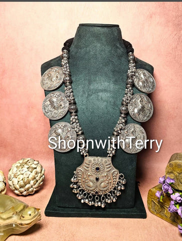 Large Brass Coin Statement Pendant Necklace