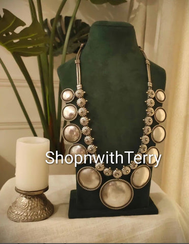Elegant Large Silver Discs Statement