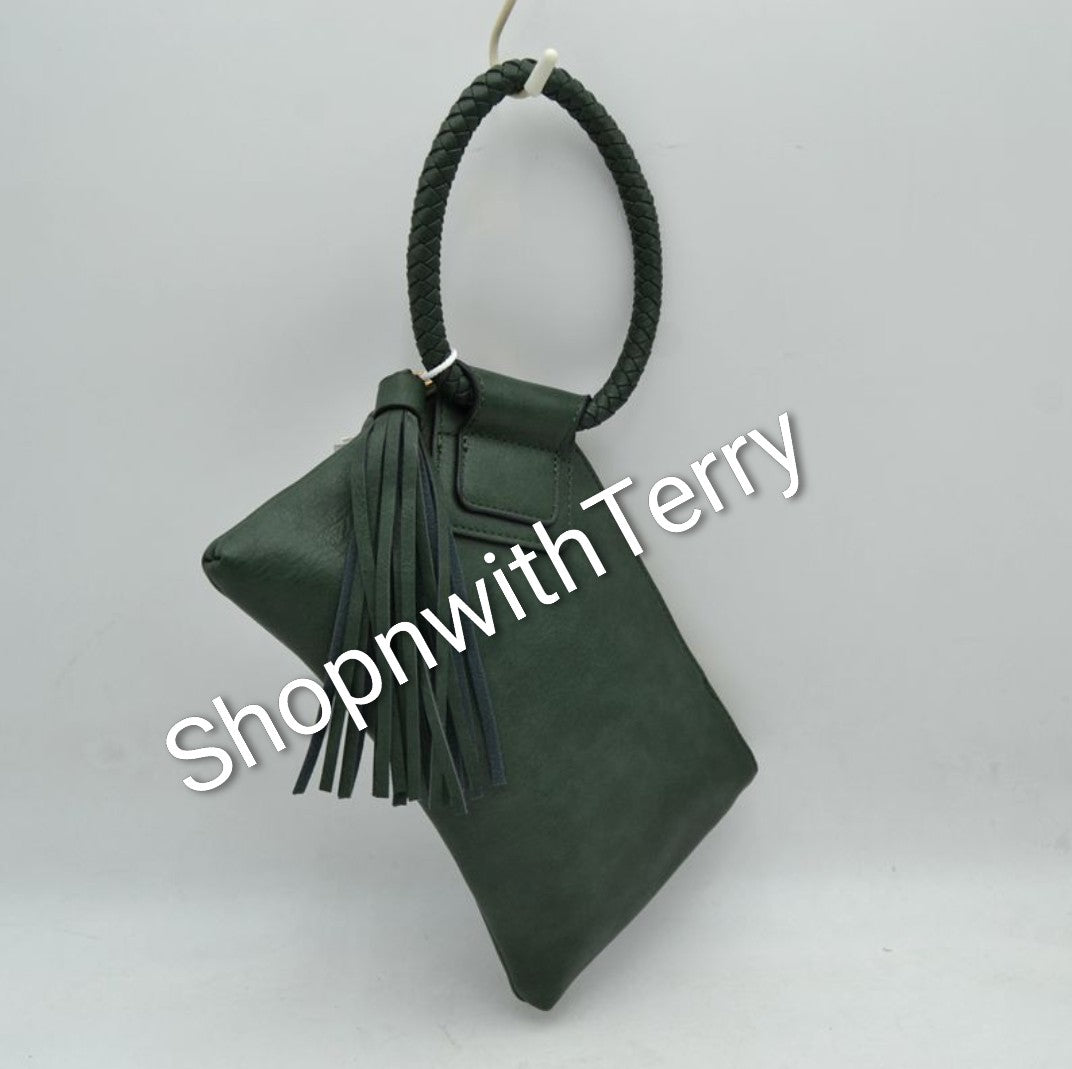 TASSEL WRIST HANDBAGS - Olive