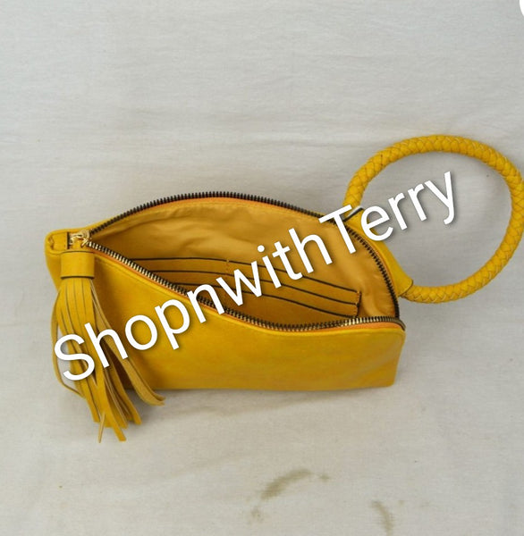 TASSEL WRIST HANDBAGS - Yellow