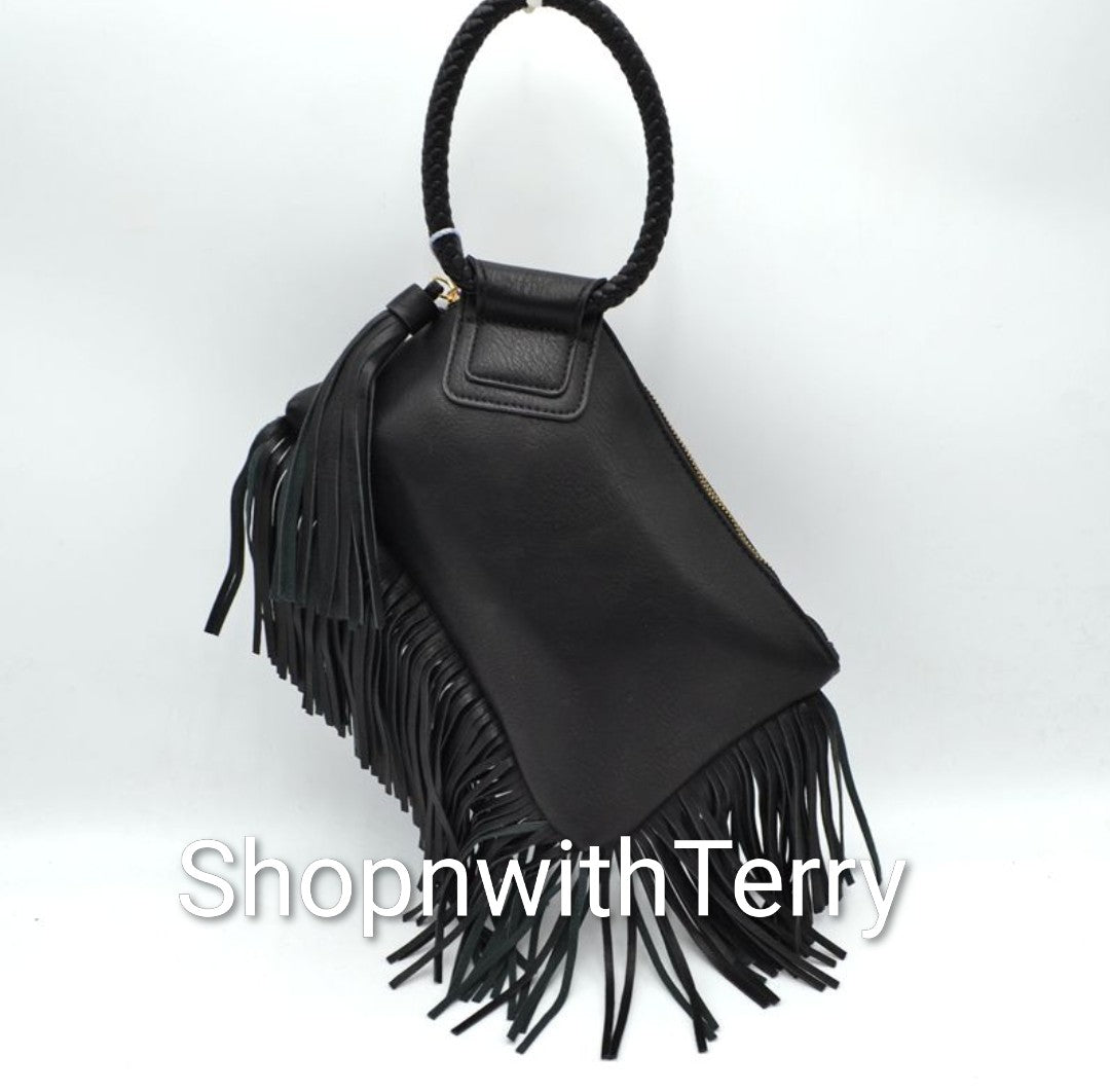 FRINGE WRIST HANDBAGS 78 (BLK)