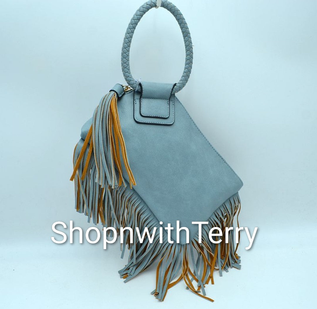 FRINGE WRIST HANDBAGS 78 (BLUE)