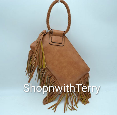 FRINGE WRIST HANDBAGS 78 (TAN)