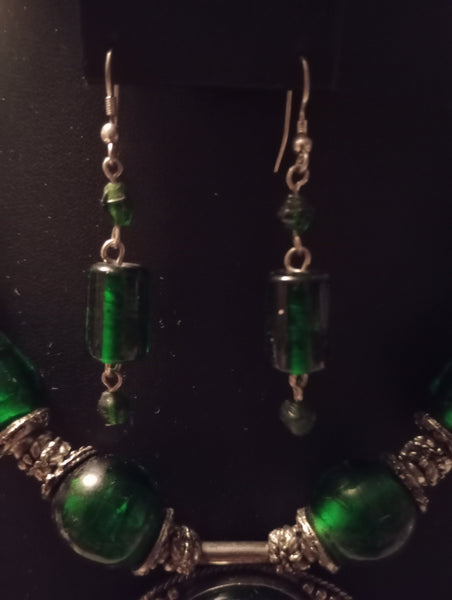 Hunter Green Lamp Bead Necklace Set