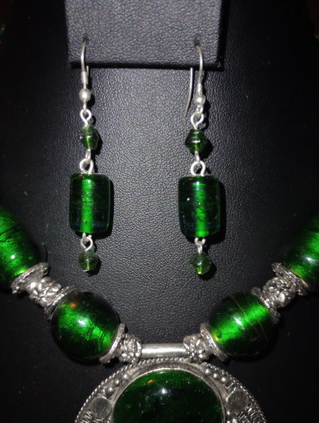 Hunter Green Lamp Bead Necklace Set