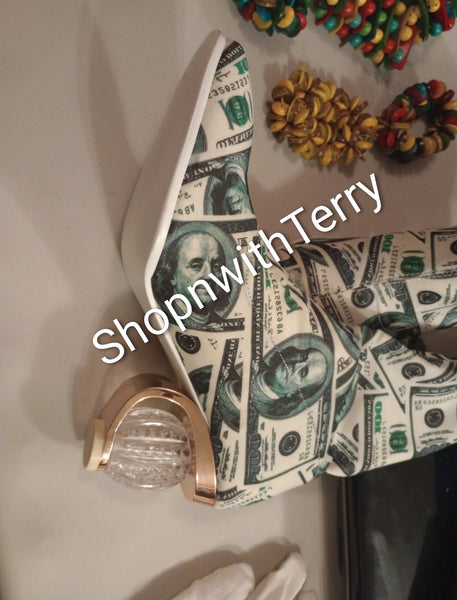 MONEY PRINT ANKLE BOOTS - 7.5