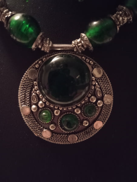 Hunter Green Lamp Bead Necklace Set