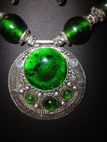 Hunter Green Lamp Bead Necklace Set